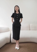 Diana Tweed Blouse In Black