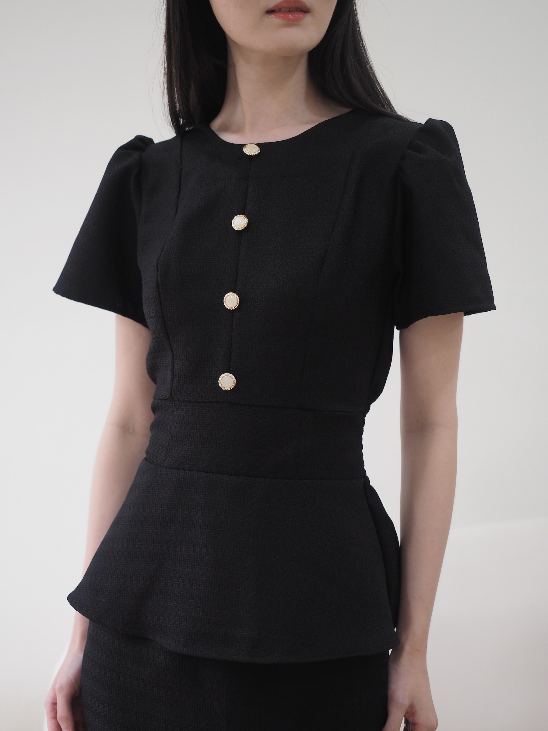 Diana Tweed Blouse In Black