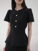 Diana Tweed Blouse In Black