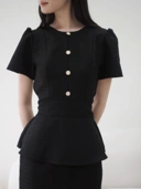 Diana Tweed Blouse In Black