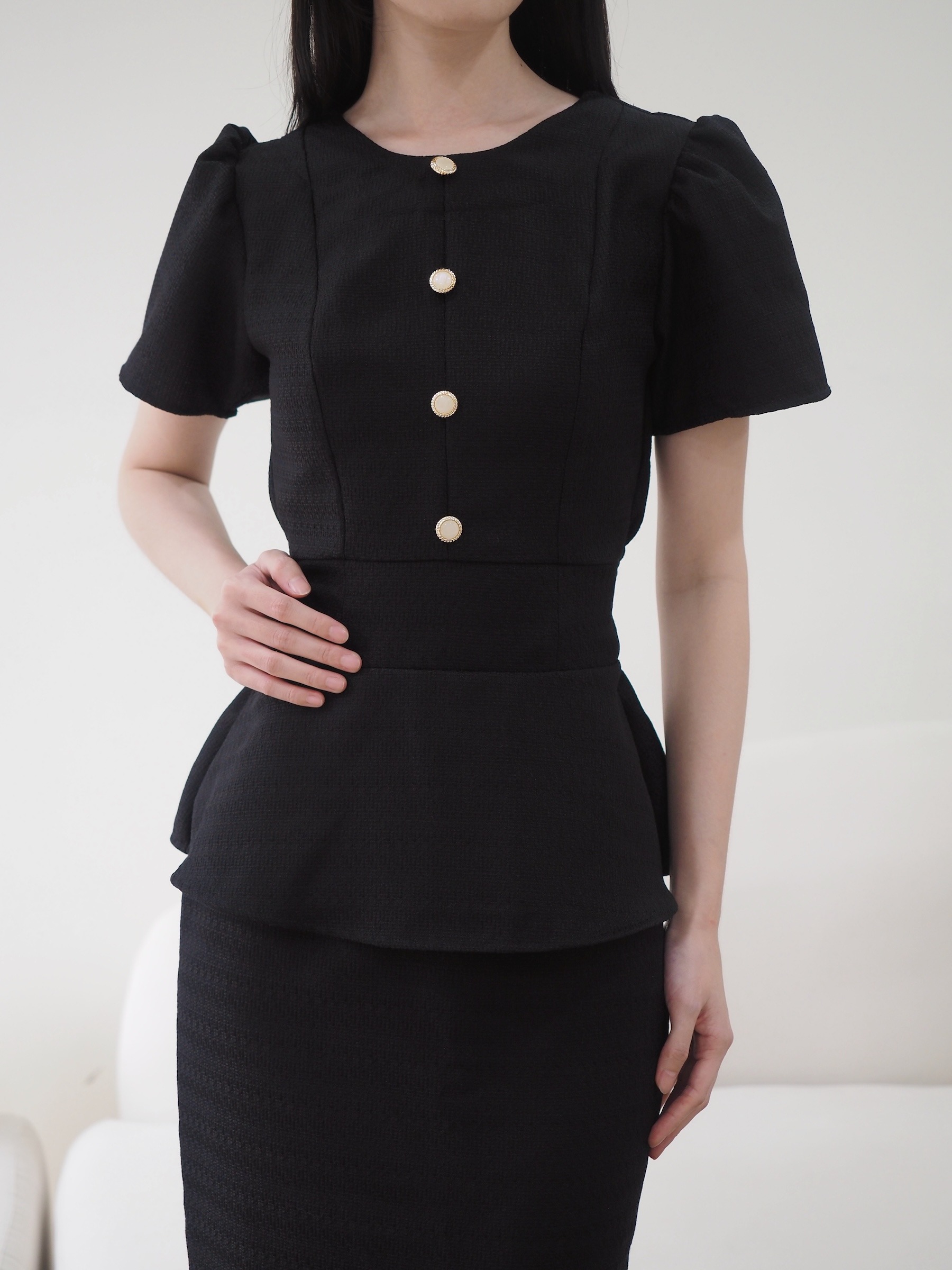 Diana Tweed Blouse In Black