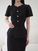 Diana Tweed Blouse In Black