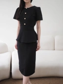 Diana Tweed Blouse In Black
