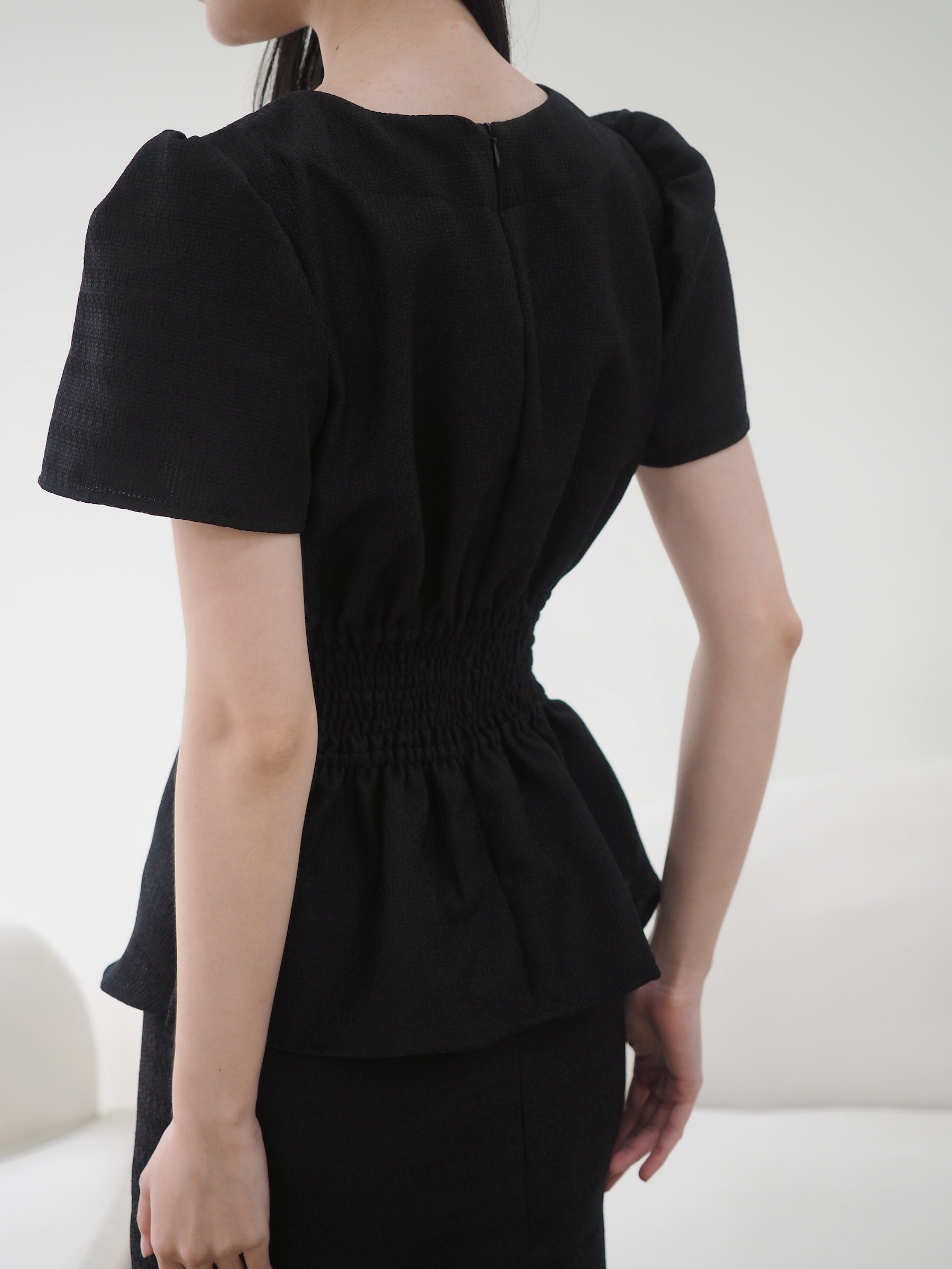 Diana Tweed Blouse In Black
