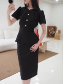 Diana Tweed Blouse In Black