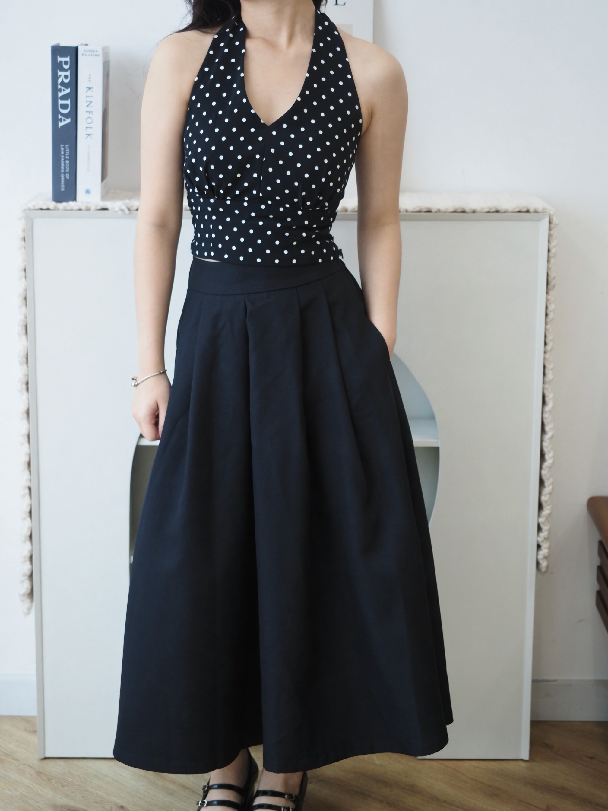 Poka Top Polkadot In Black