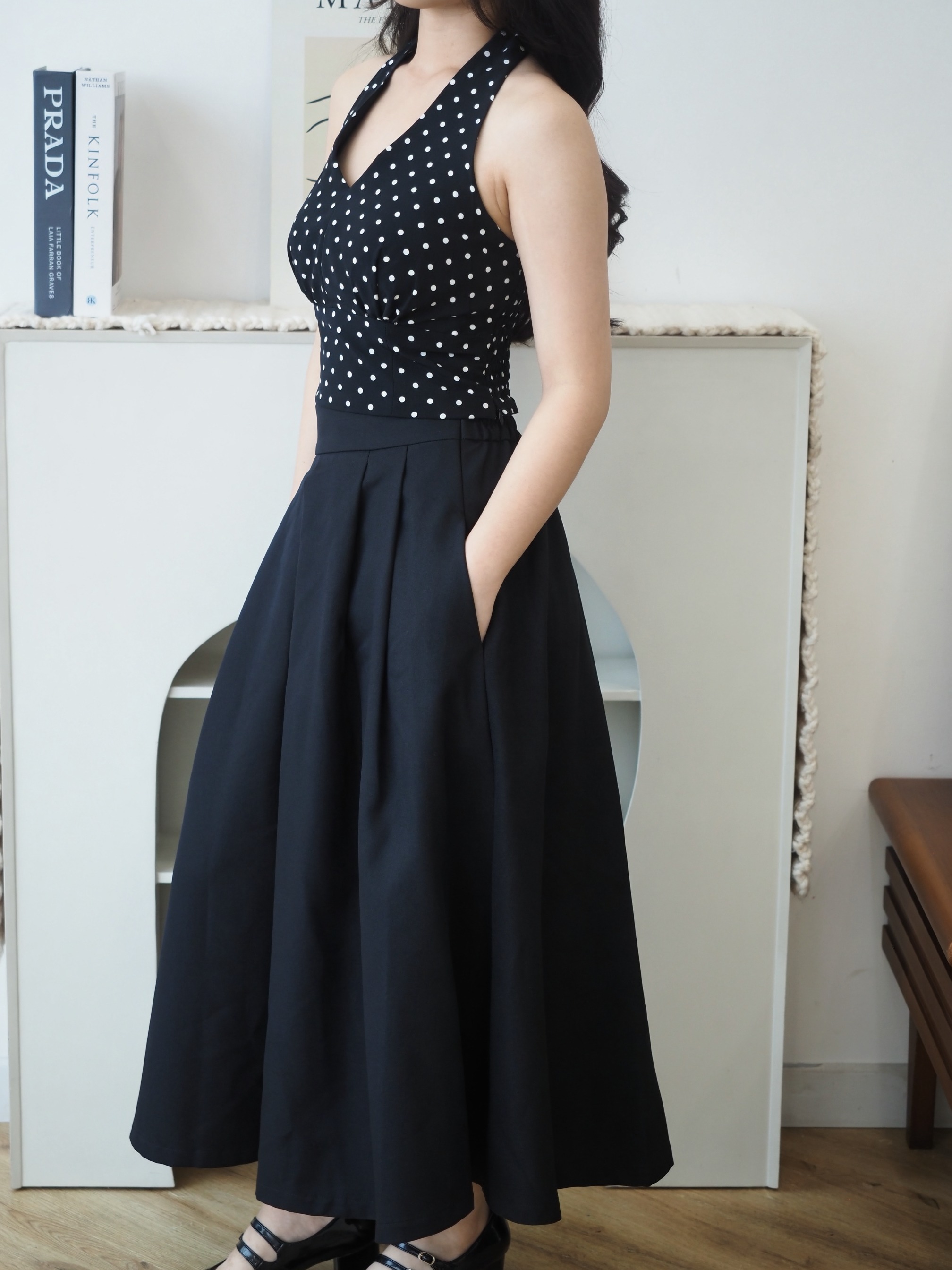 Poka Top Polkadot In Black