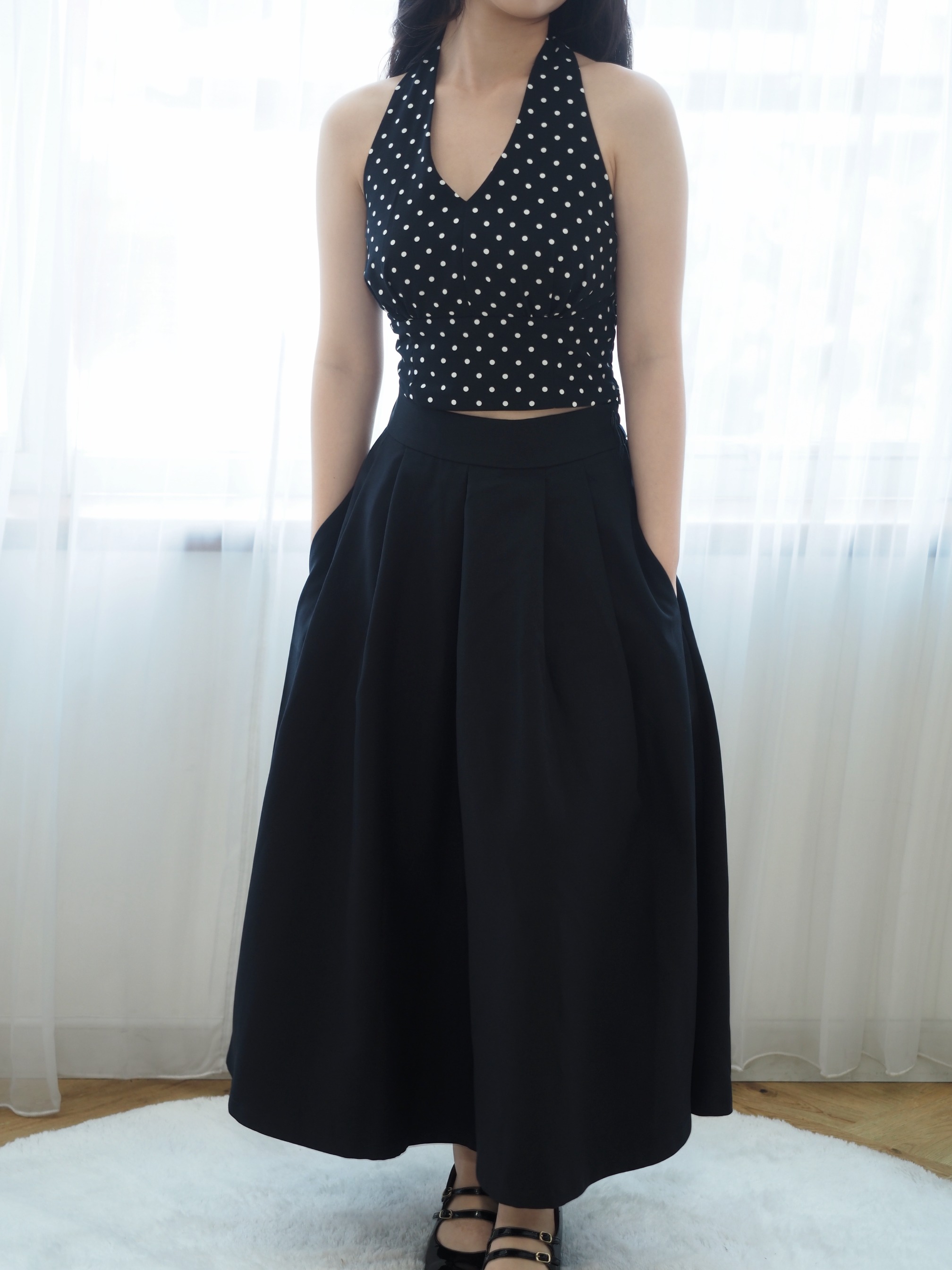 Poka Top Polkadot In Black