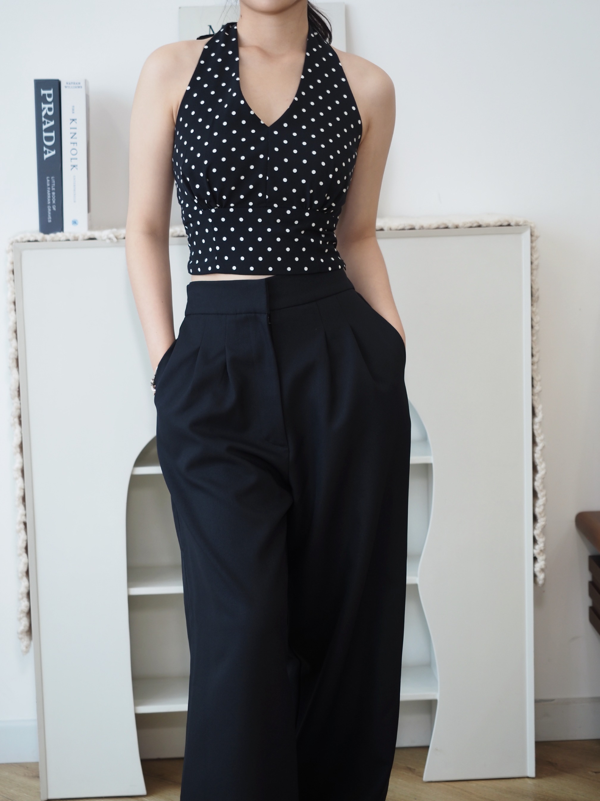 Poka Top Polkadot In Black
