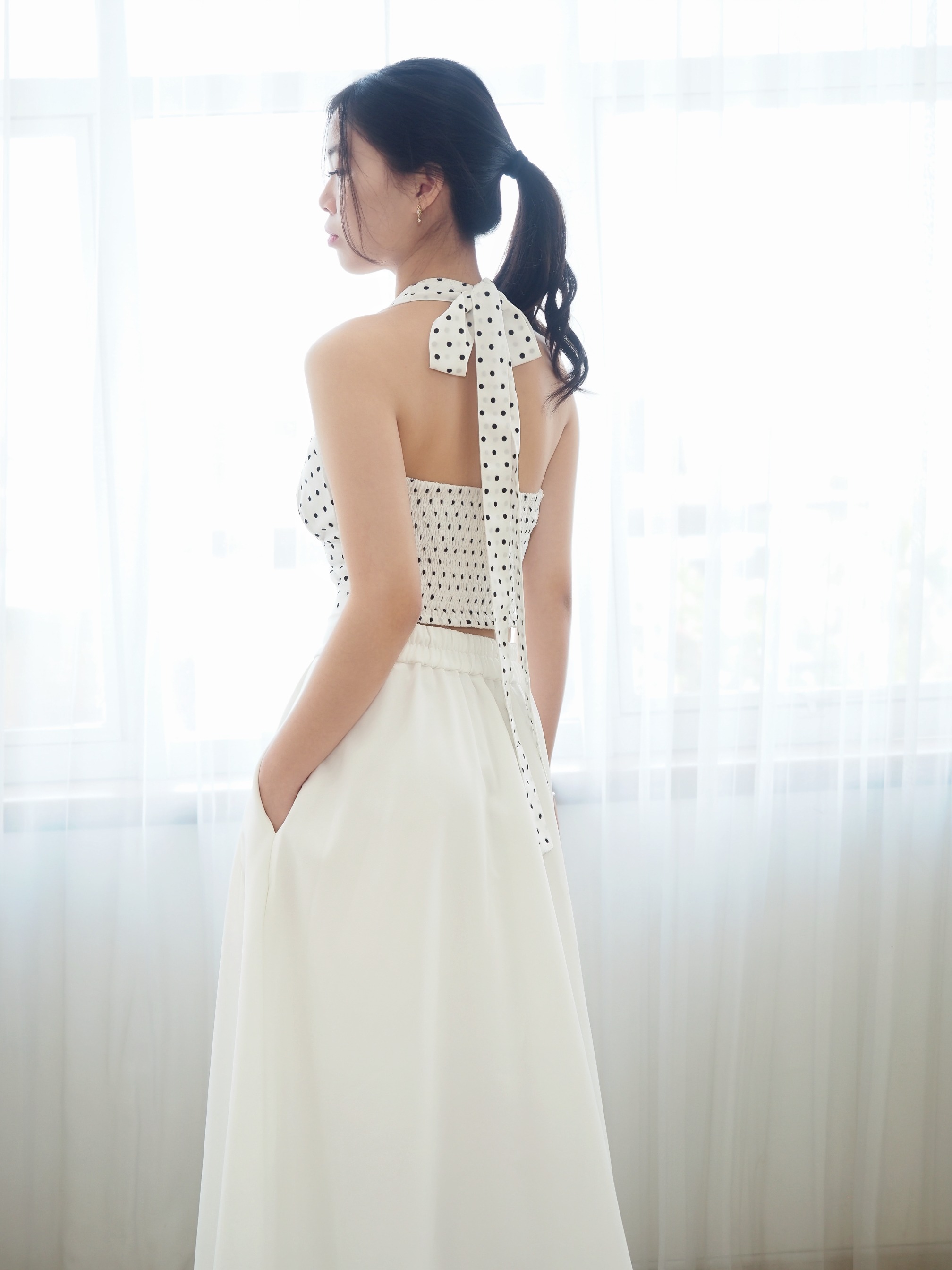 Poka Top Polkadot In White