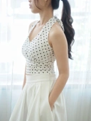 Poka Top Polkadot In White