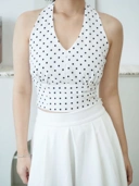 Poka Top Polkadot In White