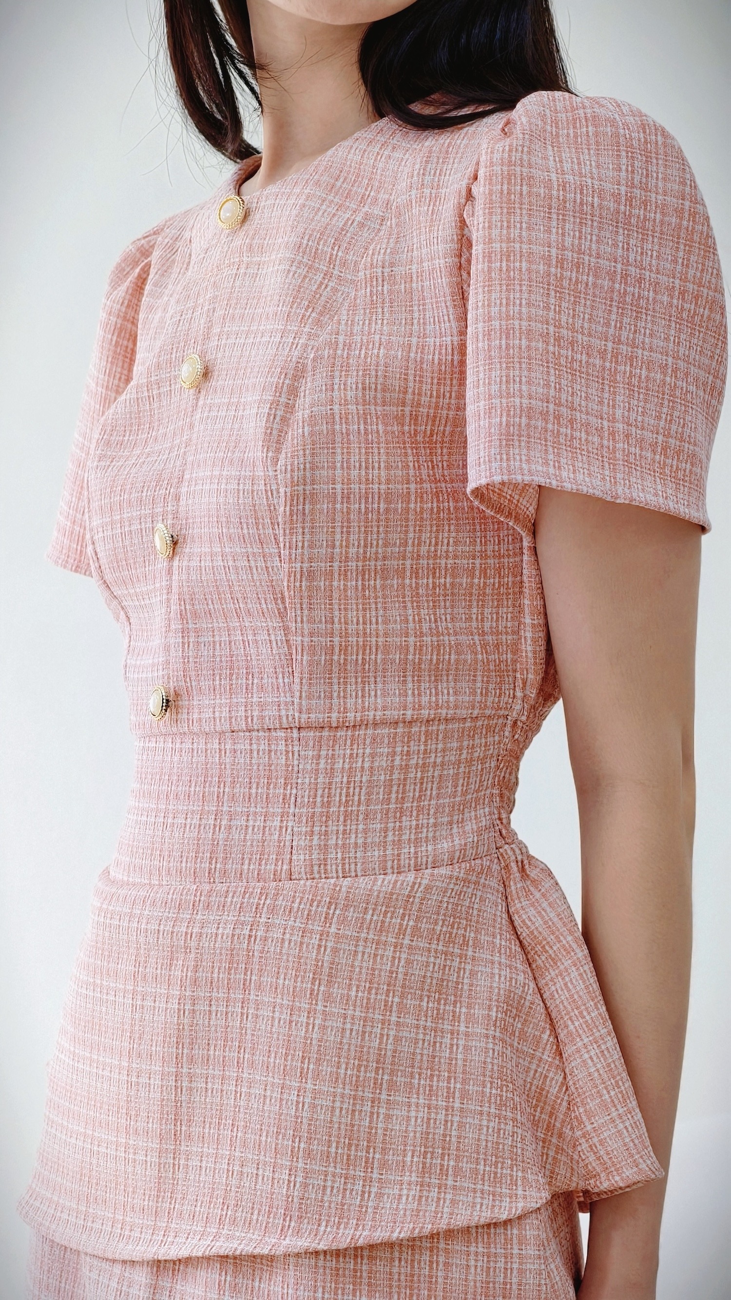 Diana Tweed Blouse In Pink