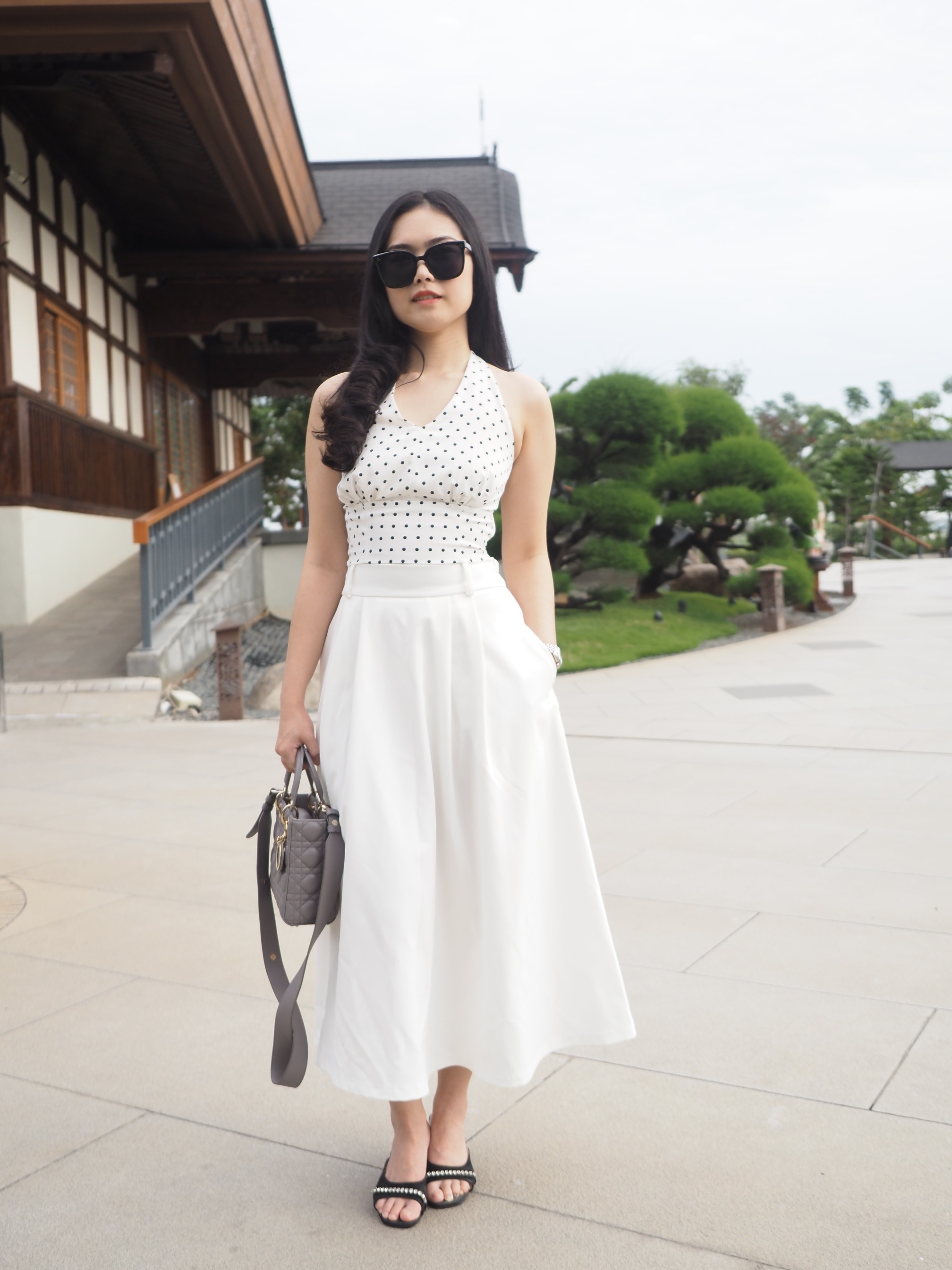 Poka Top Polkadot In White