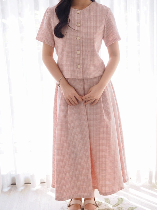 Image of June Pleat Flare In Pink