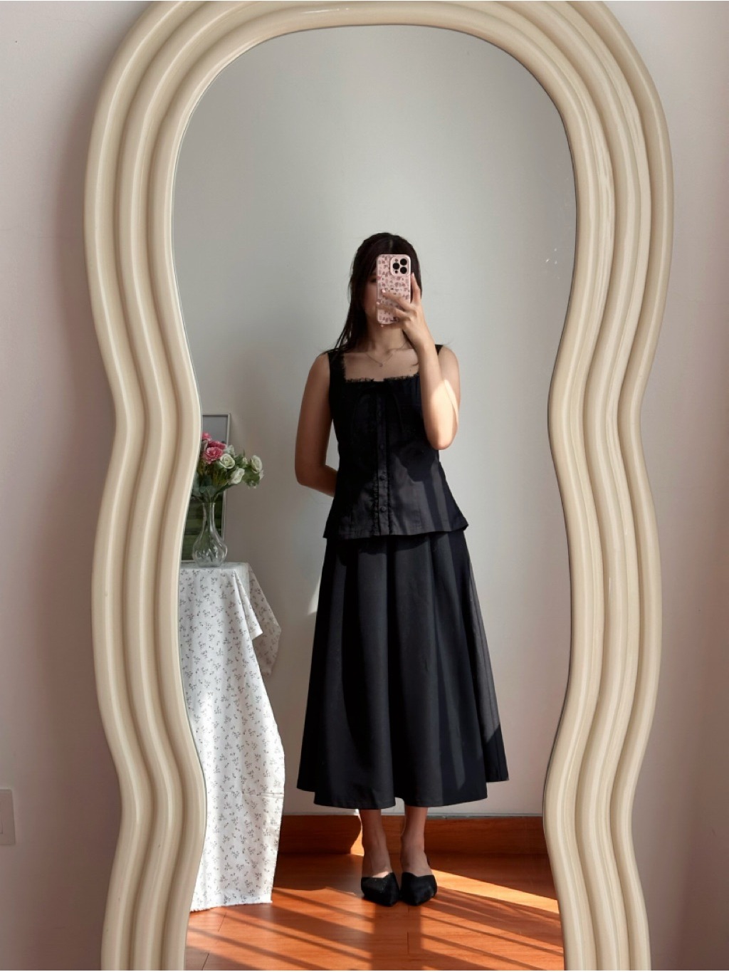 June Pleat Flare In Black
