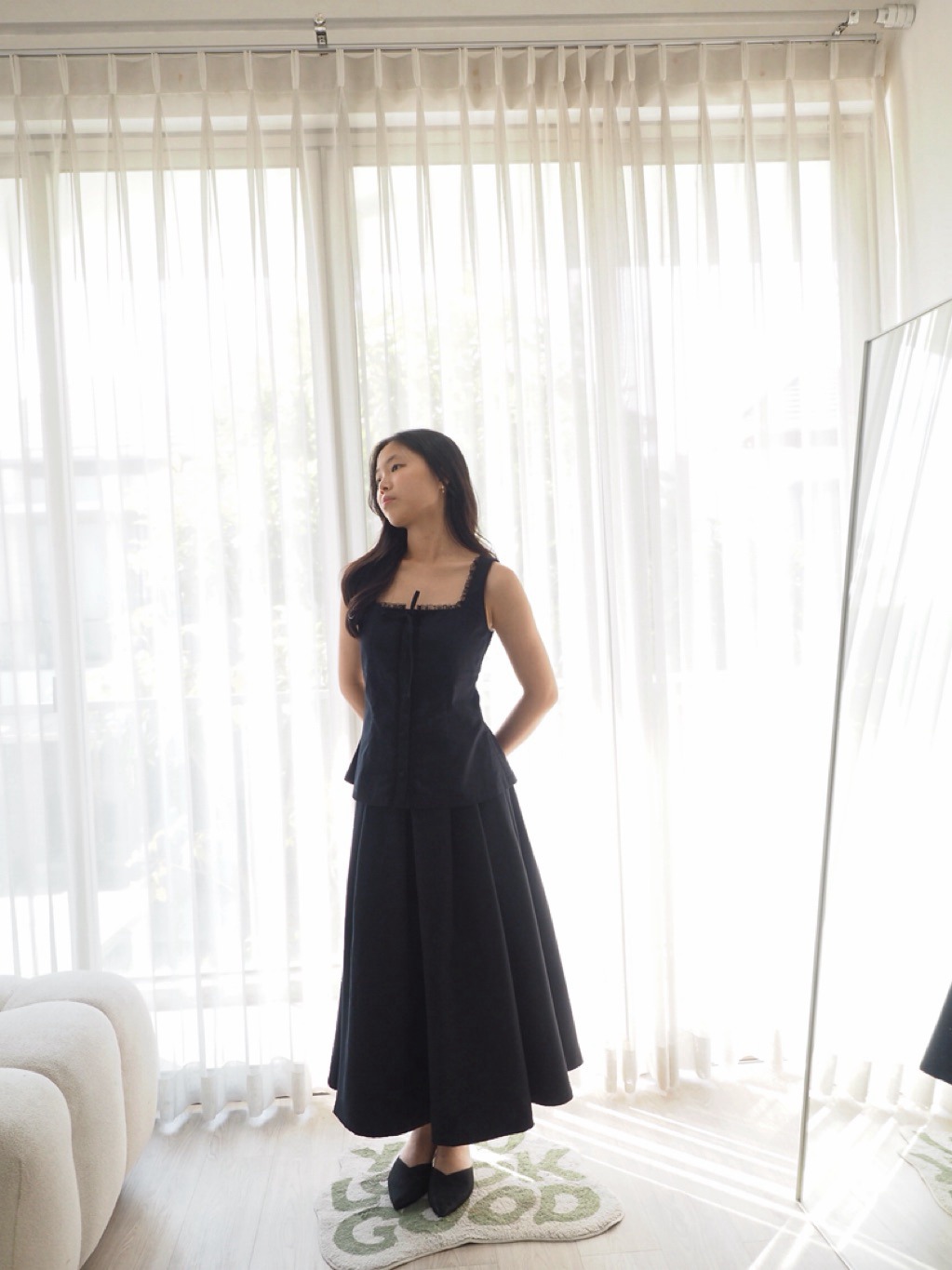 June Pleat Flare In Black