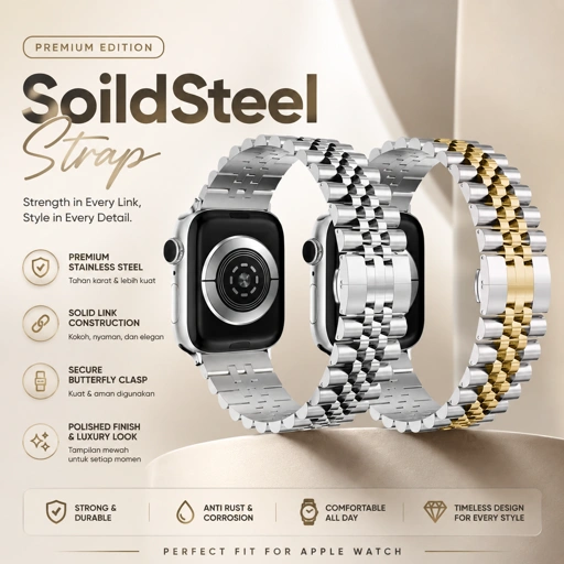SolidSteel Premium Bracelet Stainless Strap for Apple Watch