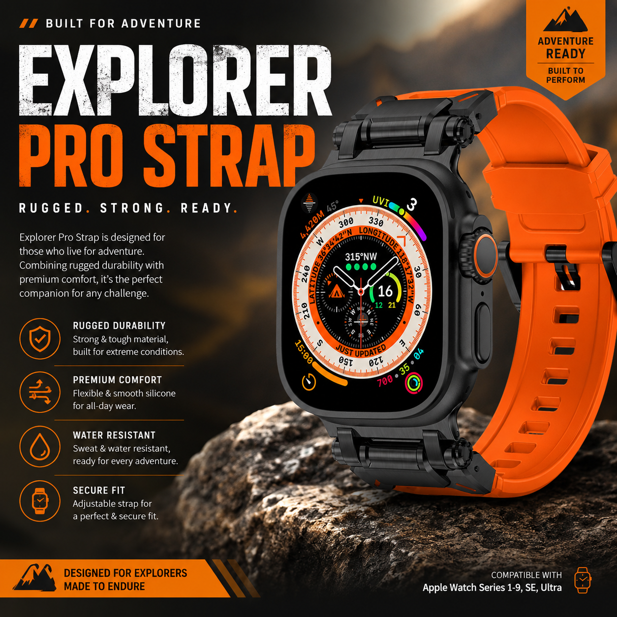 ExplorerPro Silicone Strap for Apple Watch