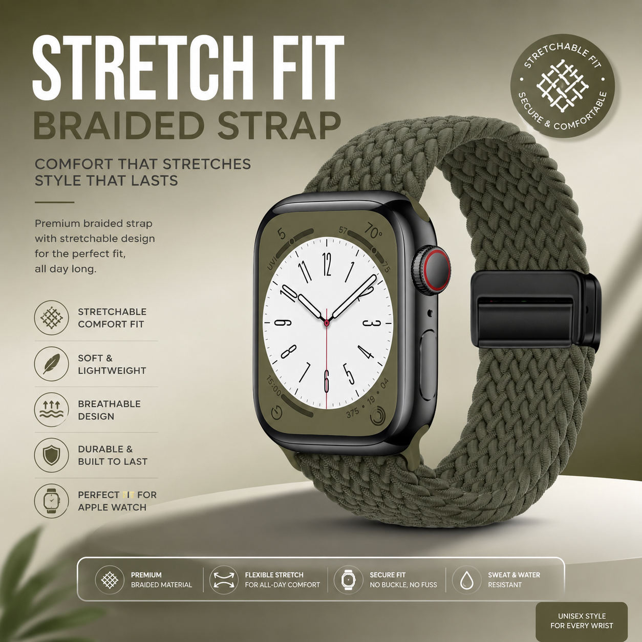 StretchFit Fabric Sport Band for Apple Watch