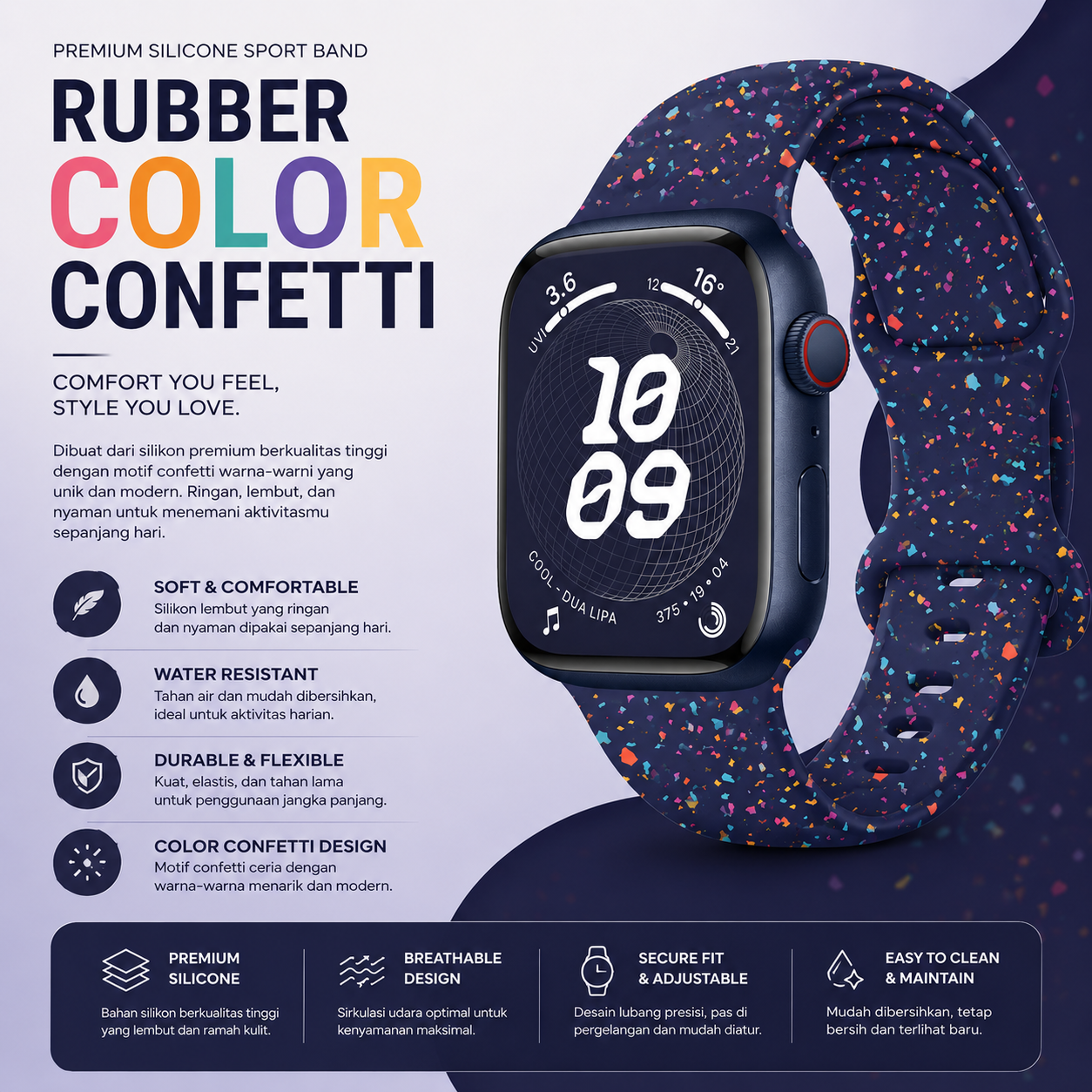 Rubber Colour Confetti Band for Apple Watch