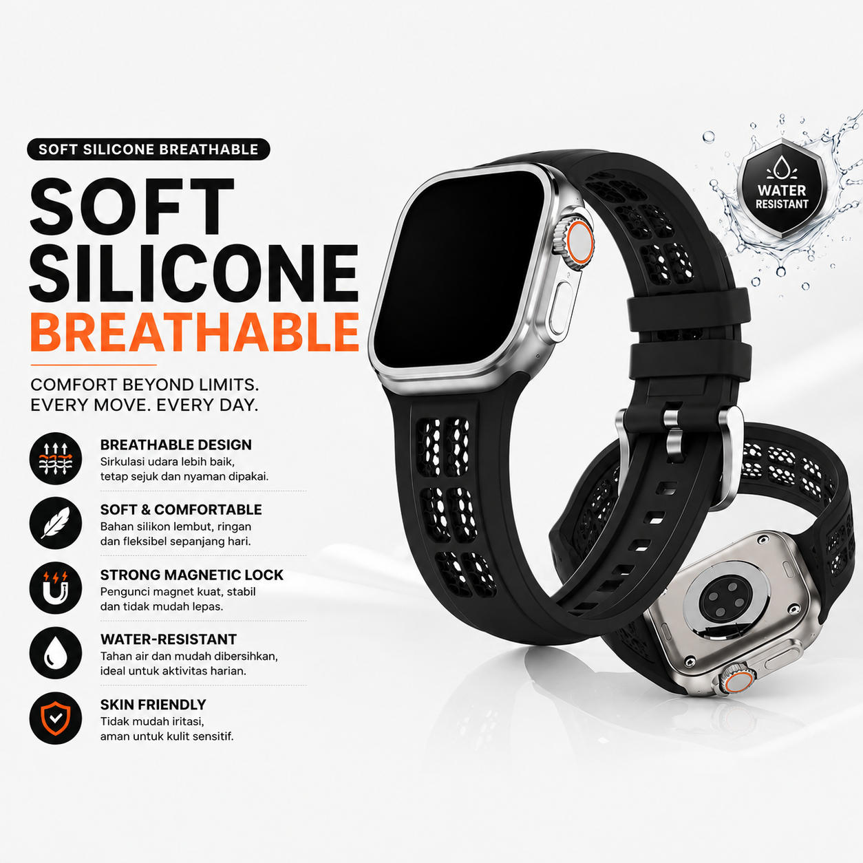 Soft Silicone Breathable Band for Apple Watch