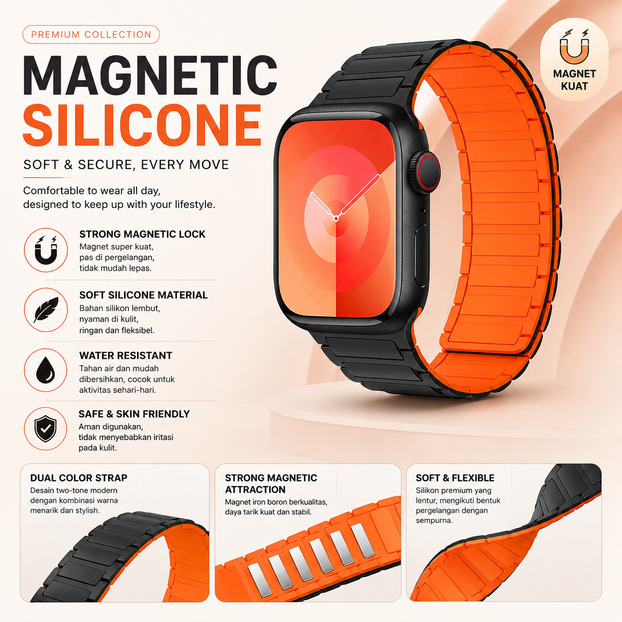 Magnetic Loop Silicone Band for Apple Watch