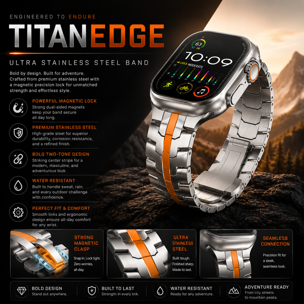TitanEdge Ultra Stainless Steel Strap for Apple Watch