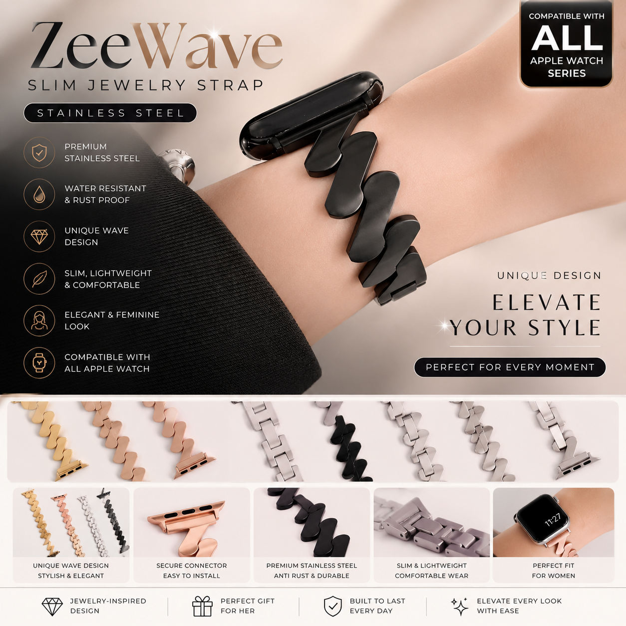 ZeeWave Slim Jewelry Strap for Apple Watch