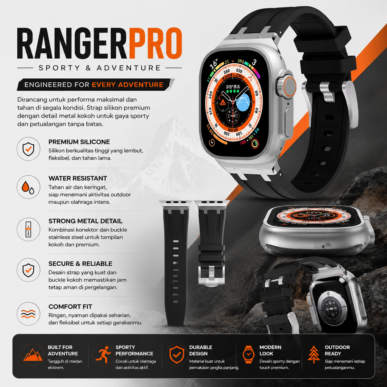 RangerPro Silicone Strap for Apple Watch