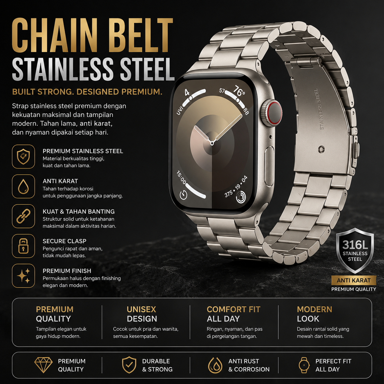 ChainBelt Stainless Steel Strap For Apple Watch