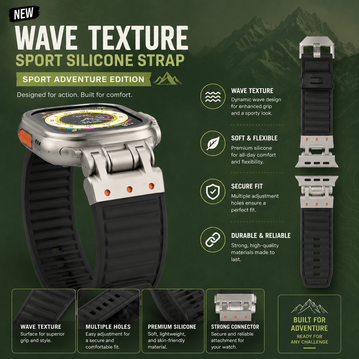 Wave Texture Silicone Band for Apple Watch