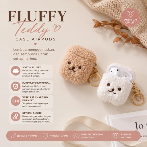 Image of Fluffy Teddy AirPods Case