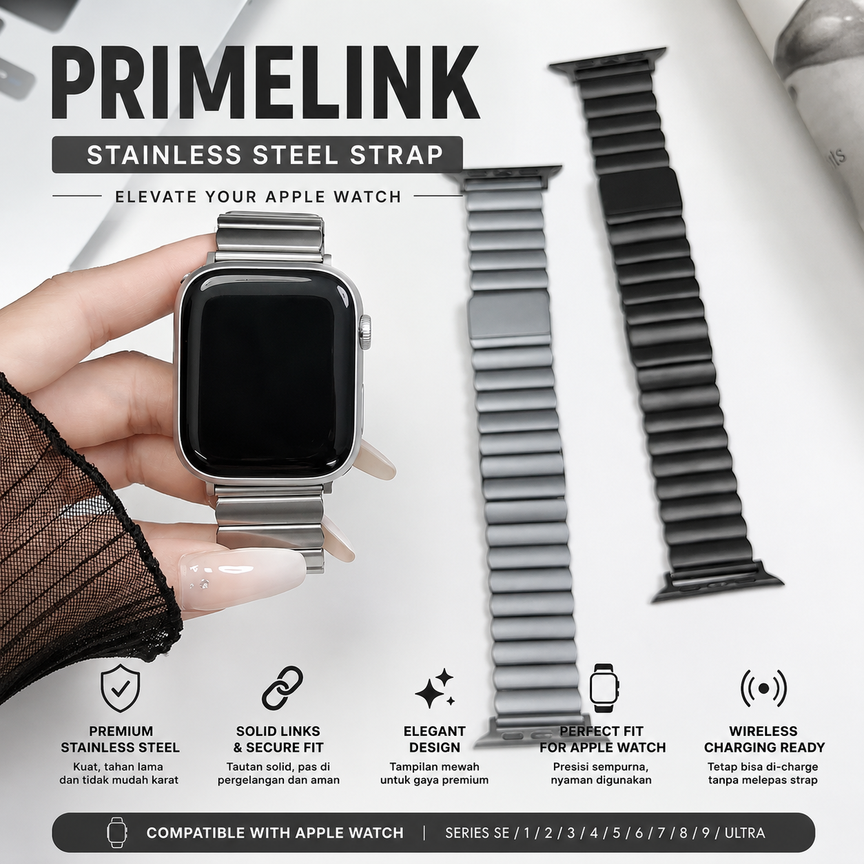PrimeLink Stainless Steel Strap for Apple Watch
