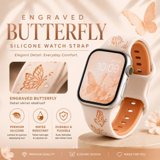 Image of Butterfly Two Tone Engraved Strap for Apple Watch