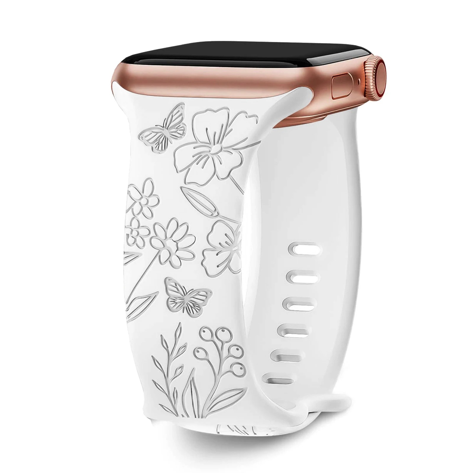 Soft Sport Engraved Band for Apple Watch – Motif Bunga
