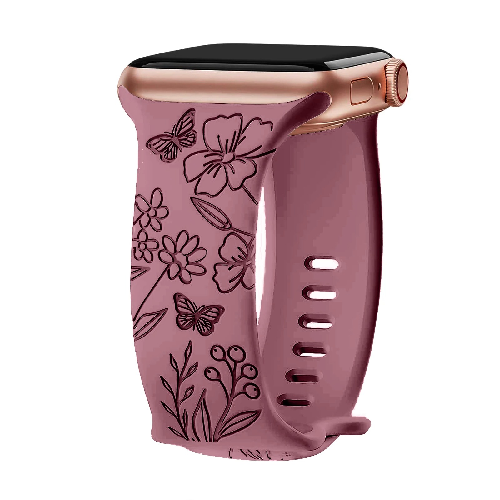Soft Sport Engraved Band for Apple Watch – Motif Bunga