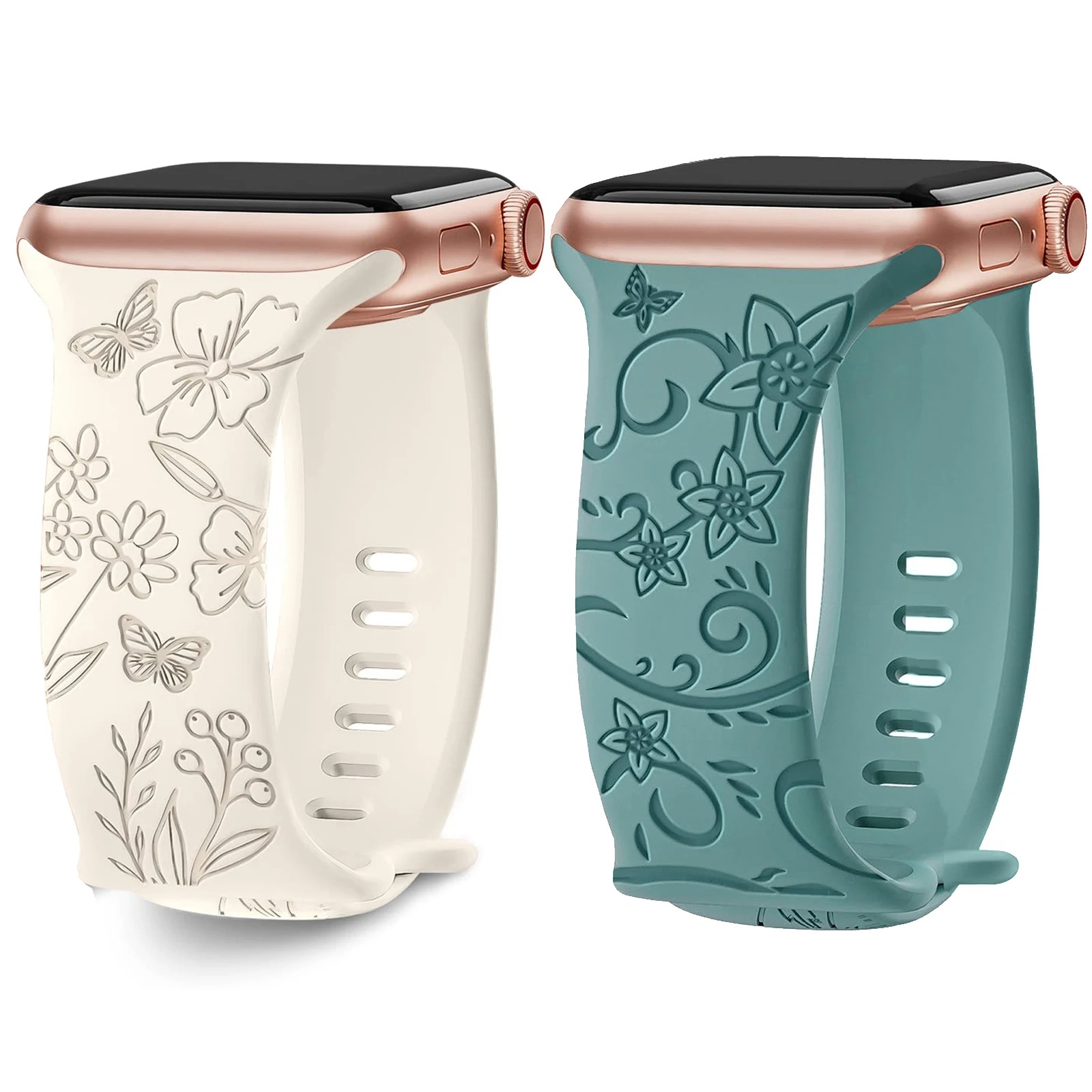 Soft Sport Engraved Band for Apple Watch – Motif Bunga