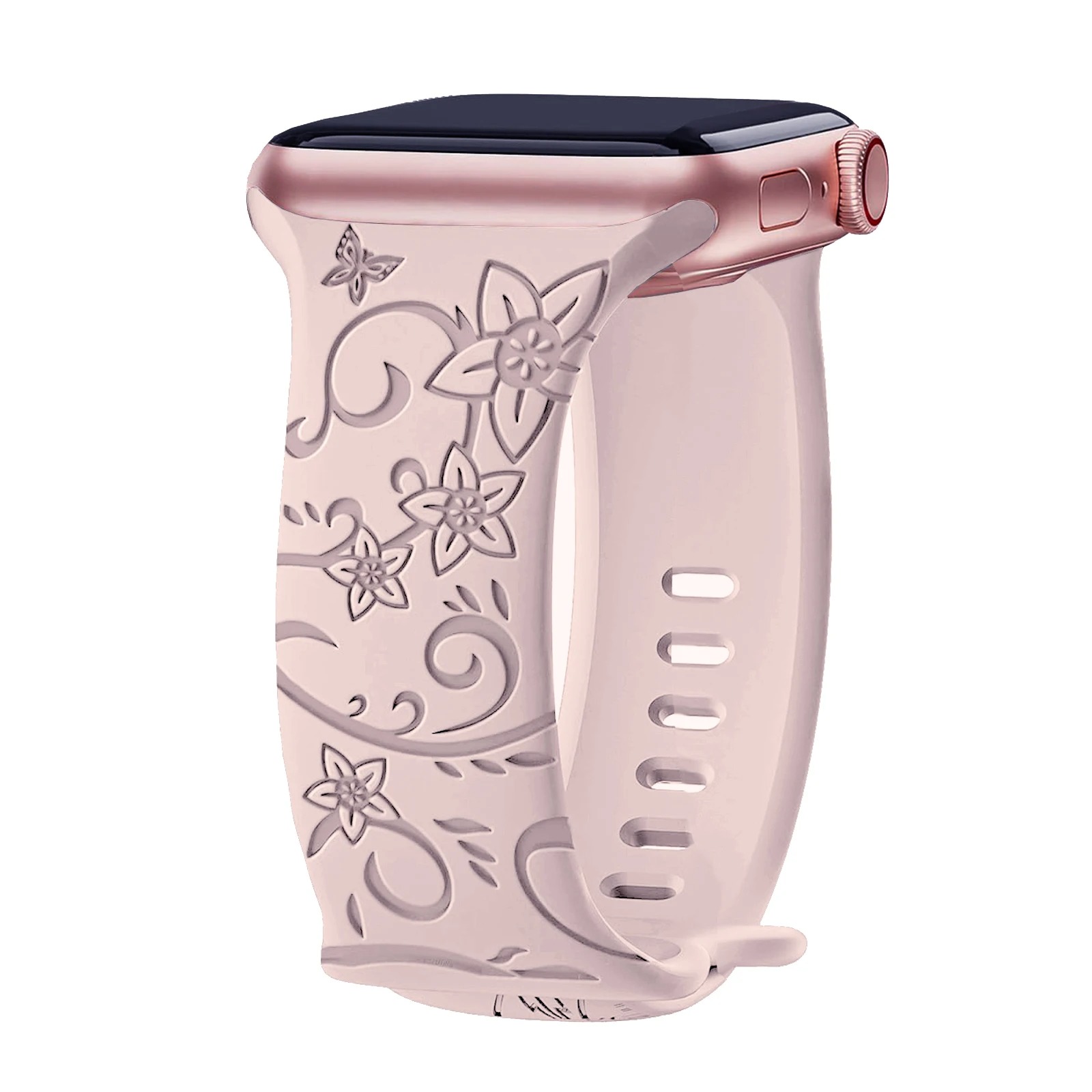 Soft Sport Engraved Band for Apple Watch – Motif Bunga