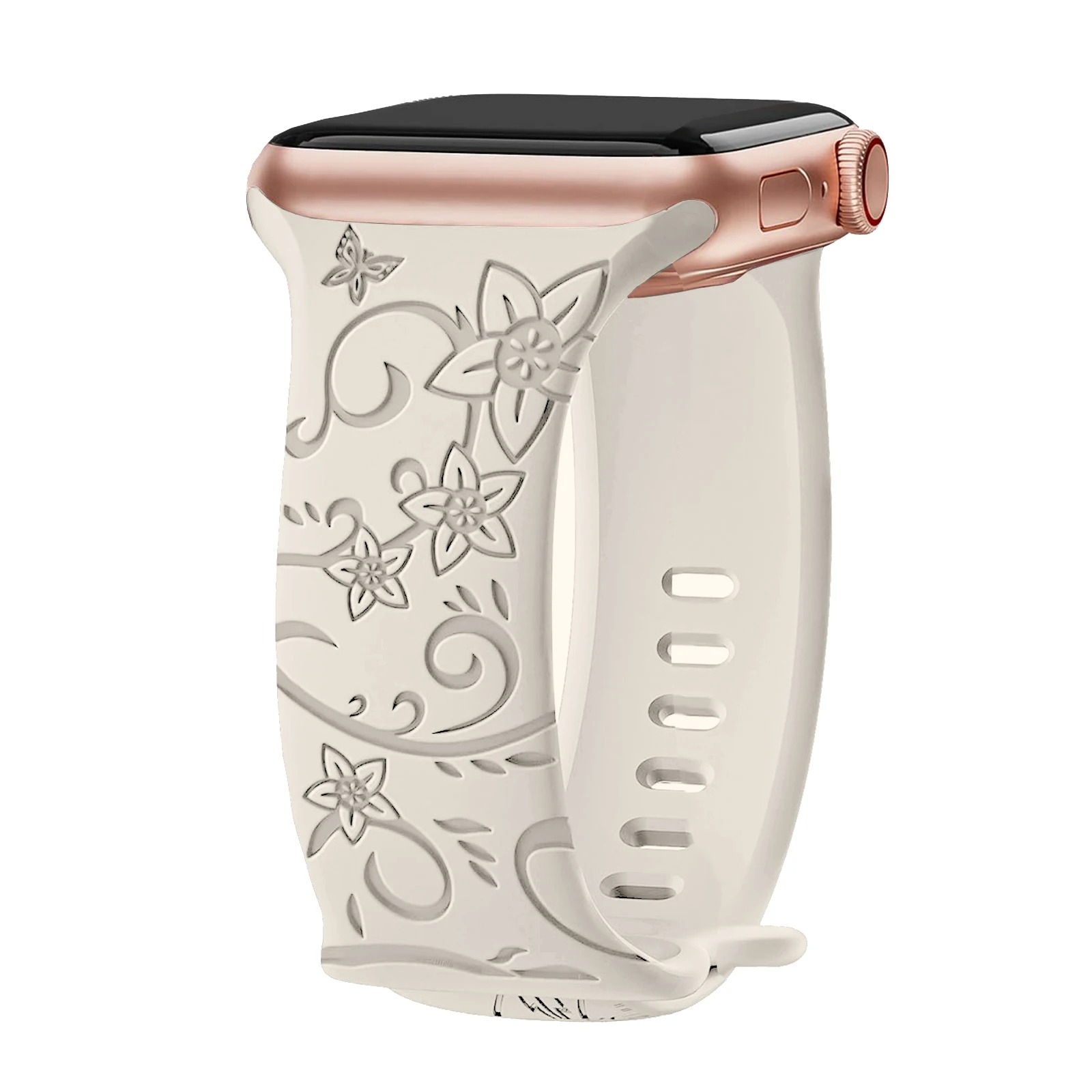 Soft Sport Engraved Band for Apple Watch – Motif Bunga