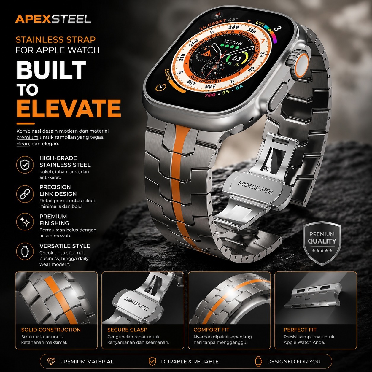 ApexSteel Stainless Strap for Apple Watch