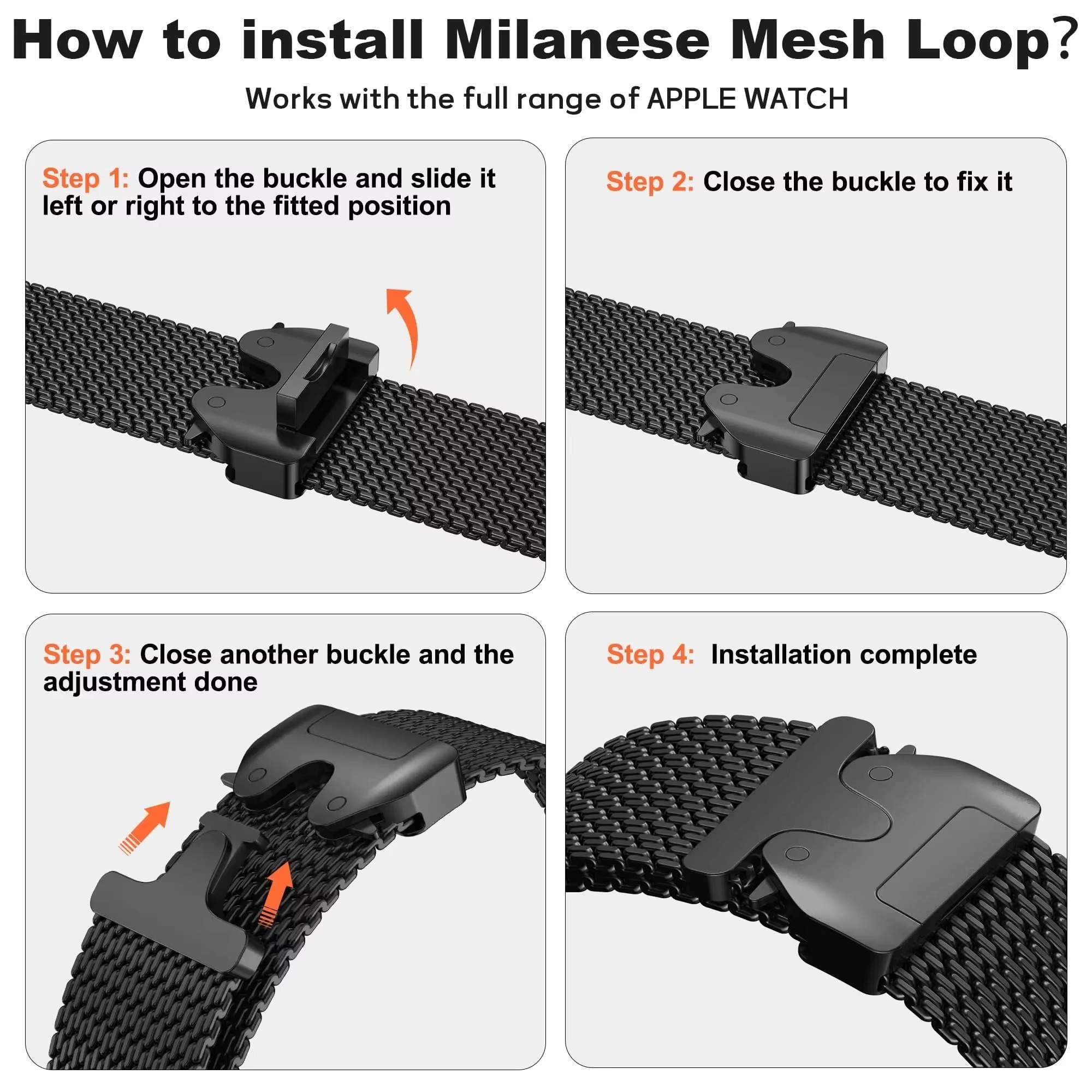 SnapLock Mesh Milanese Stainless Steel Strap for Apple Watch