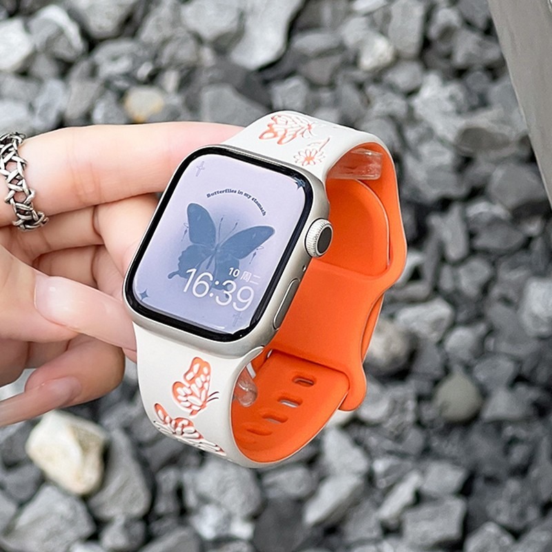 Butterfly Two Tone Engraved Strap for Apple Watch