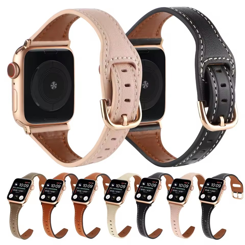 Ateelage Women Slim Leather Strap for Apple Watch