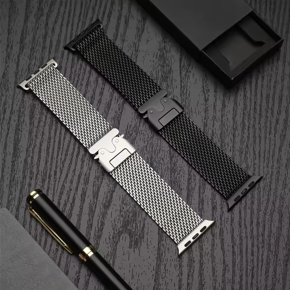 SnapLock Mesh Milanese Stainless Steel Strap for Apple Watch