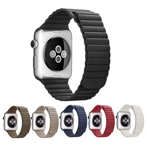 Image of Leather Magnetic Textured Strap for Apple Watch