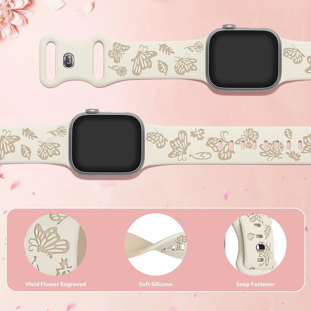Butterfly Two Tone Engraved Strap for Apple Watch