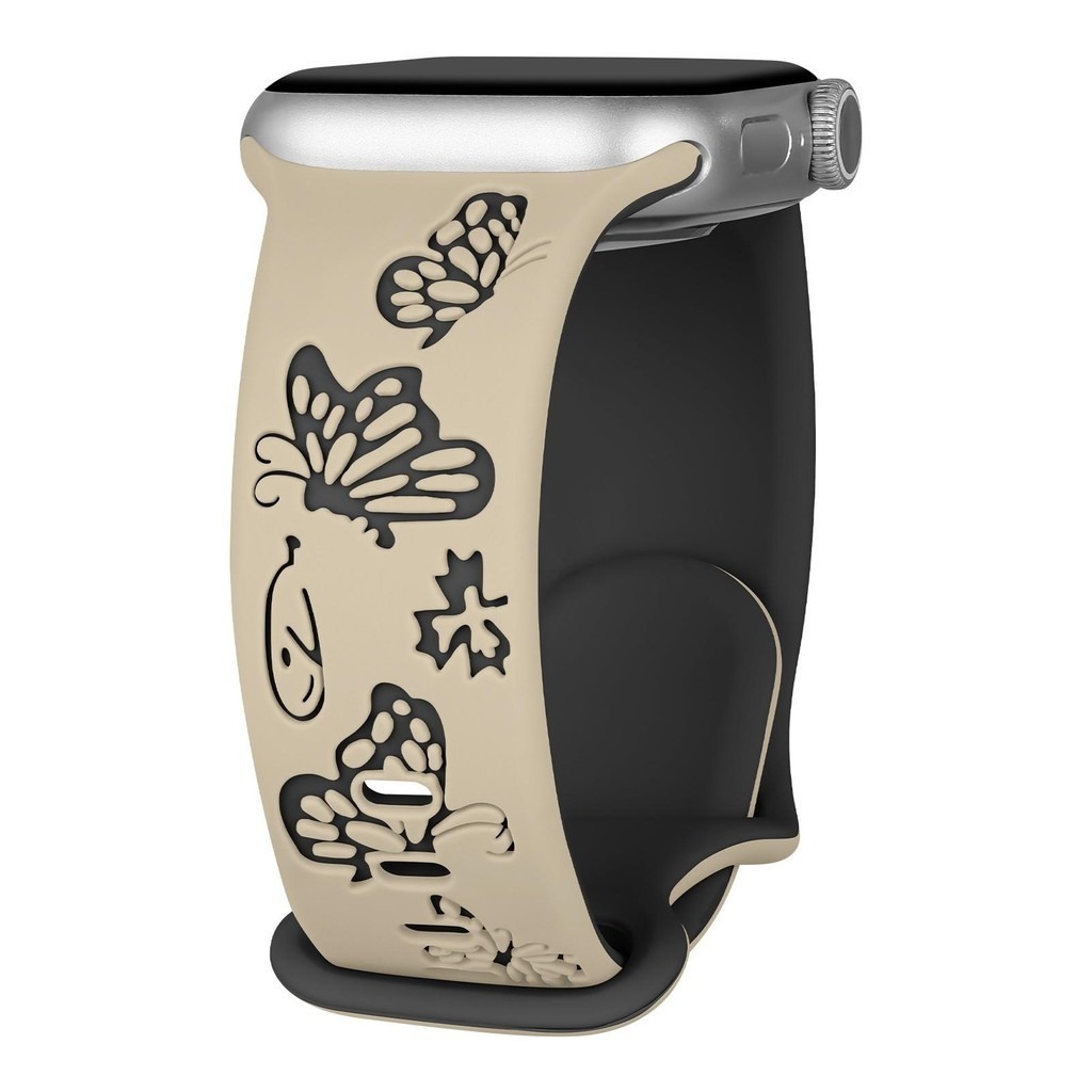 Butterfly Two Tone Engraved Strap for Apple Watch