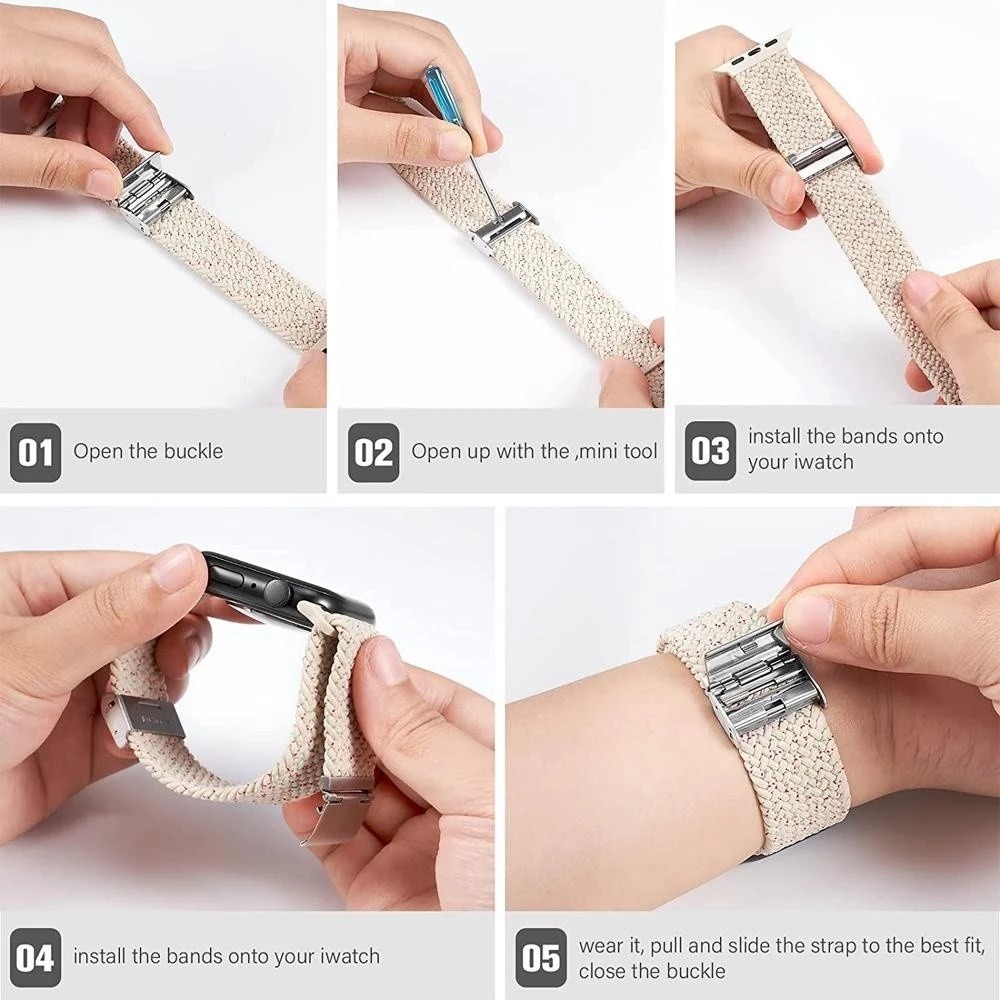 Braided Click-On Scrunchie Strap for Apple Watch