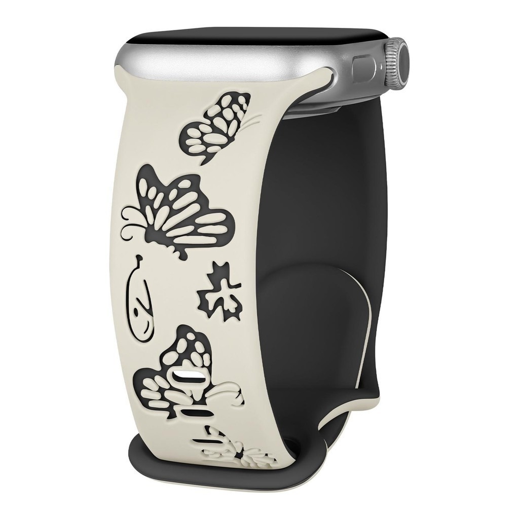 Butterfly Two Tone Engraved Strap for Apple Watch